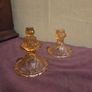 Trio of Art Deco Pink Glass Candle holders Image 3