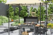 BBQ Gazebo Canopy Shelter With 2 Side Shelves, Storage Baskets