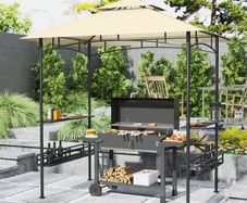 BBQ Gazebo Canopy Shelter With 2 Side Shelves, Storage Baskets