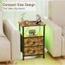 Bedside Table 2 with Charging Station, Side Table with LED Light Image 2