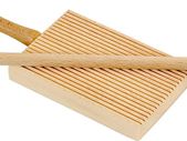 CENTER Item 298 Ridged Gnocchi Board and Garganelli Pasta Rod, Wooden, Beige