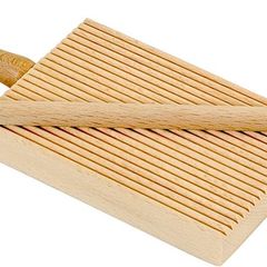CENTER Item 298 Ridged Gnocchi Board and Garganelli Pasta Rod, Wooden, Beige