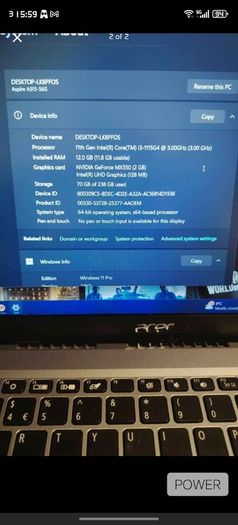 Acer Aspire 5 gaming 11th gen