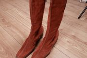 Moreo Burnt Orange Terracotta Leather Suede Square Toe Mid-Calf Boots 5.5UK/38.5EU
