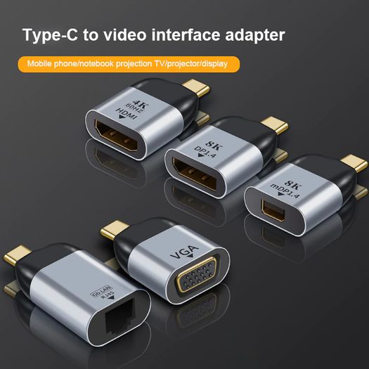 USB-C Thunderbolt 3 (Male) to VGA/WQXGA (Female) (2K/QHD/Full HD) [2560x1440@60Hz] Gold-Plated/Aluminum-Alloy Adapter (Brand New/Warranty)