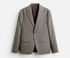 ZARA Men's Houndstooth Blazer Camel Size 44!