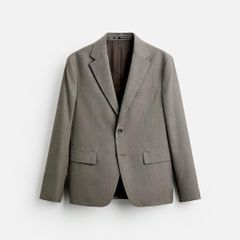 ZARA Men's Houndstooth Blazer Camel Size 44!