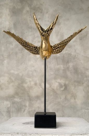 Flying Swallow Tabletop Figurine - Polished Bronze