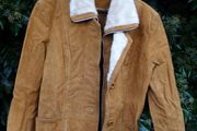 Ladies Leather Vintage tan and white leather coat