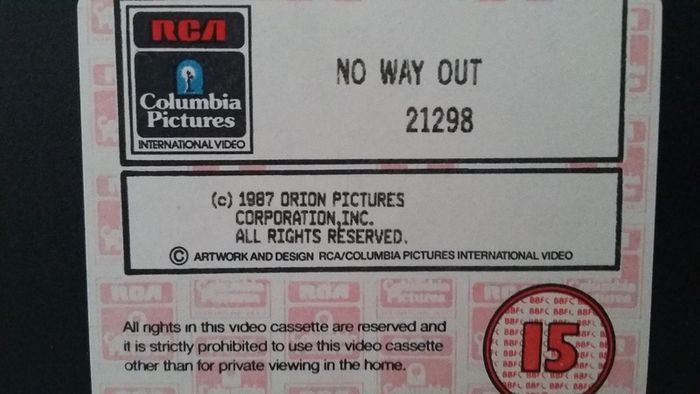 No Way Out VHS Pal Video Tape (Very Rare And Collectable VHS Film)