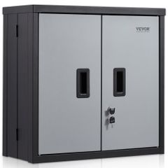 Foldable Wall Cabinet, Metal Garage Locker Mounted 660 mm Small Tool Chest 108.8 kg Loading Capacity Adjustable Shelf Magnetic Door File for Warehouse Office Home Black