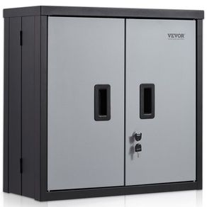 Foldable Wall Cabinet, Metal Garage Locker Mounted 660 mm Small Tool Chest 108.8 kg Loading Capacity Adjustable Shelf Magnetic Door File for Warehouse Office Home Black