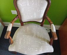 Ornate Carved Wooden Egyptian Hieroglyph Armchair