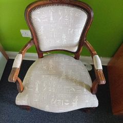 Ornate Carved Wooden Egyptian Hieroglyph Armchair