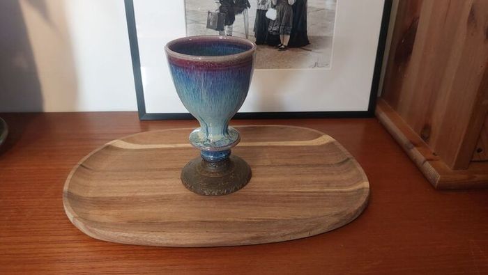 Wonderful Single Studio Art Pottery Goblet by Martin Branch Lyre Pottery, Cloncorban, Rossmore, Clonakilty, West Cork in a Fabulous Colourful Variegated Glaze. # One