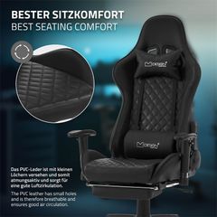 Gaming Chair with footrest Chair for Gamers Office  Gaming Chair, Grey/Red, Fabric, Ergonomic Office Chair, Adjustable Swivel Chair, Racing Gamer Chair with Armrest, Headrest, Lumbar Cushion, Footrest, Desk Chair, Sports Seat, Executive Chair   Chair Comp