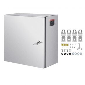 NEMA Stainless Steel Enclosure, 300 x 300 x 200 mm NEMA 4X Steel Electrical Box, IP66 Waterproof & Dustproof, Outdoor/Indoor Electrical Junction Box, with Mounting Plate