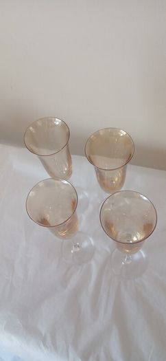 Elegant Amber Iridescent Champagne Flutes (Set of 4)
