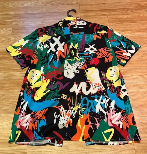Vintage Colourful Graffiti Print Shirt Streetwear Festival Style
