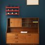 Avalon Mid-Century Teak Highboard with Glazed Display Top Image 5