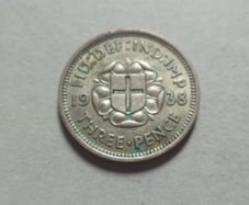 1938 British King George VI Silver Threepence