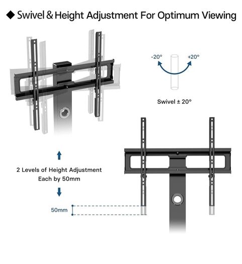 TV unit tempered glass (55x96x45 h/w/d) & swivel stand