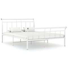 Bed Frame White Metal 140x200 cm