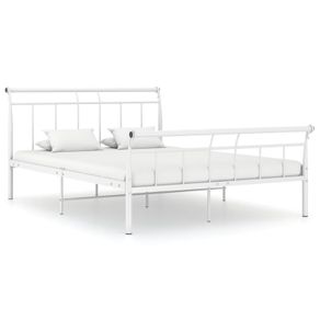 Bed Frame White Metal 140x200 cm