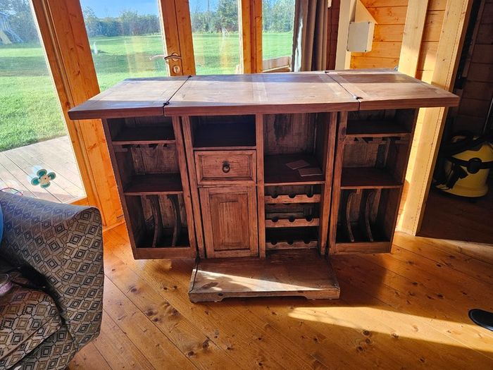 Solid Pine Fold out Home Bar/Drinks Cabinet