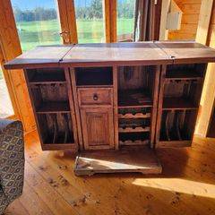 Solid Pine Fold out Home Bar/Drinks Cabinet