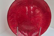 Meadows &amp; Byrne metallic red textured glass decorative charger plate