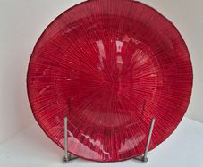 Meadows & Byrne metallic red textured glass decorative charger plate