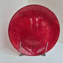 Meadows & Byrne metallic red textured glass decorative charger plate