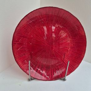 Meadows & Byrne metallic red textured glass decorative charger plate