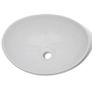 Bathroom Basin with Mixer Tap Ceramic Oval White Image 5