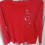 Red long sleeve detailed cotton top size UK20/22 Postage included Image 2