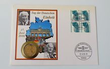 Day of German Unity coin cover special Gilt combined East &amp; West coins