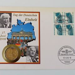 Day of German Unity coin cover special Gilt combined East & West coins
