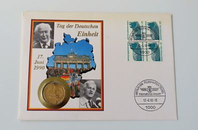 Day of German Unity coin cover special Gilt combined East & West coins