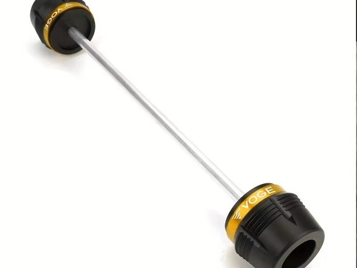 Front wheel axle slider crash protector.
