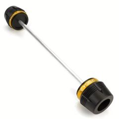 Front wheel axle slider crash protector.