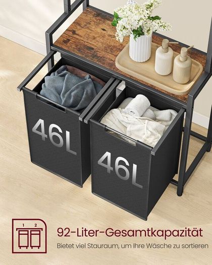 Clothes  Rack laundry basket with coat rack 2 compartments