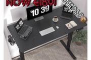 NEW SALE | Height Adjustable Electric Standing Desk - 100x60 cm Stand Up Table Desk Thick Splice Board, Smart Control Panel 3 Memory Heights