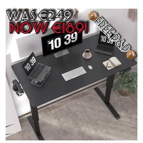 NEW SALE | Height Adjustable Electric Standing Desk - 100x60 cm Stand Up Table Desk Thick Splice Board, Smart Control Panel 3 Memory Heights