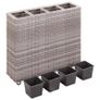 Garden Raised Bed with 4 Pots 80x22x79 cm Poly Rattan Grey Image 3
