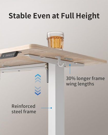Electric Standing Desk Height Adjustable For Gaming and Computer 120 x 60cm Sit Stand Home Office with Memory Smart Pannel 4 Pieces Splice Board Oak