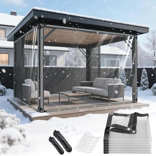 Clear Tarpaulin Waterproof Heavy Duty 2mx3m PVC Transparent Sheet with Reinforced Edges & Eyelets for Camping,Garden,Gazebo & Outdoor Roof Protection