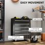5-Drawer Tool Chest with Wheels, Steel Lockable Tool Storage Cabinet with Handle, 2 Keys for Garage, Workshop, Black Image 5