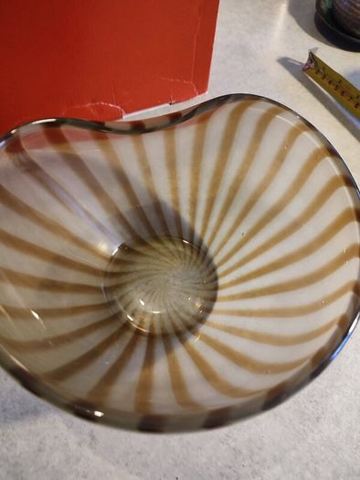 ART striped GLASS bowl Murano STYLE