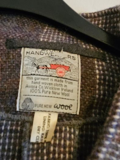 Avoca Ireland Brown Tweed Vintage Poncho Stripe Cape Pure Wool Neck Tie